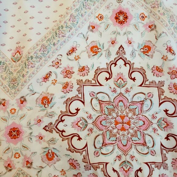 Ebby and I Printed Boho Print White Pink Romper - Picture 7 of 7